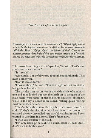 The Snows of Kilimanjaro. Ernest Hemingway