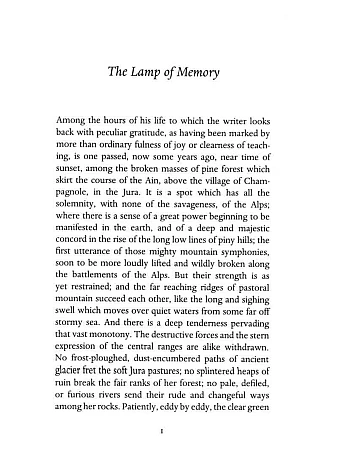 The Lamp of Memory. John Ruskin