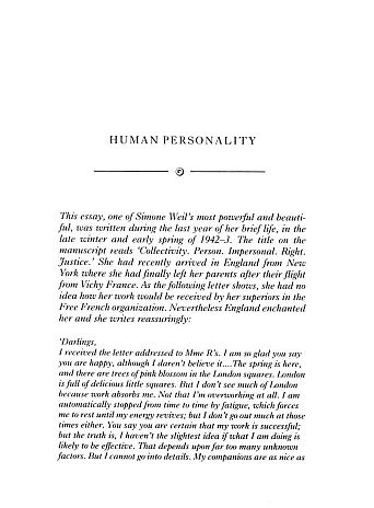 Simone Weil. An Anthology