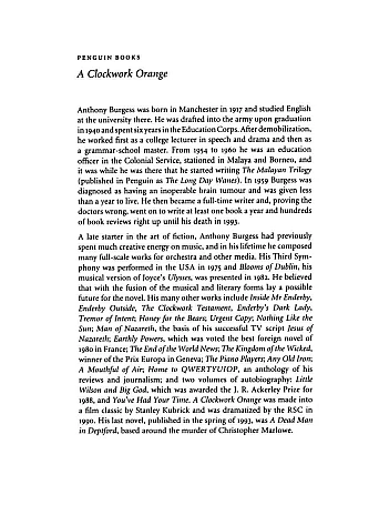 A Clockwork Orange. Anthony Burgess