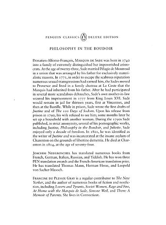 Philosophy in the Boudoir. Marquis de Sade