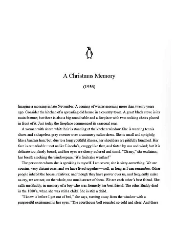 A Christmas Memory. Truman Capote
