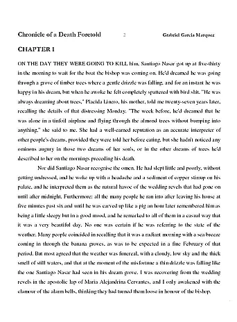 Chronicle of a Death Foretold. Gabriel Garcia Marquez