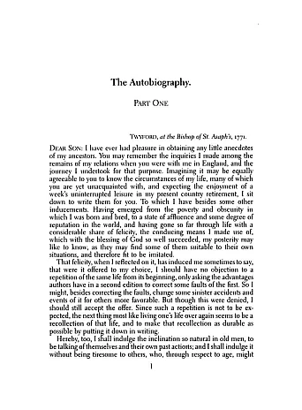 The Autobiography of Benjamin Franklin