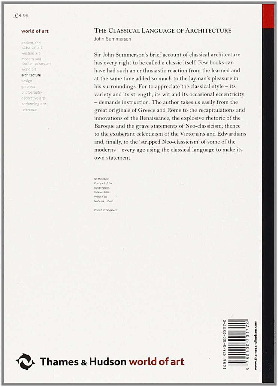 The Classical Language of Architecture The Classical Language of Architecture